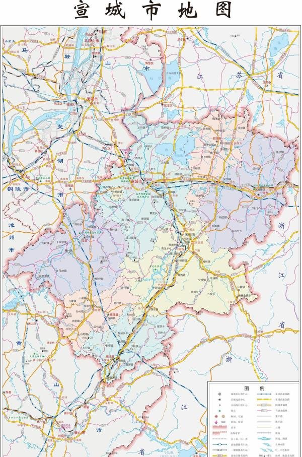 安徽省和16地级市高清行政地图