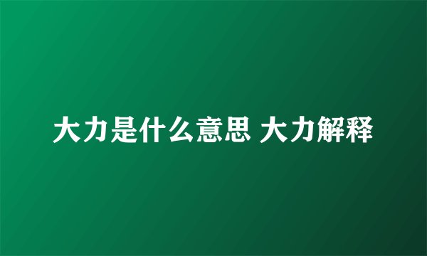 大力是什么意思 大力解释