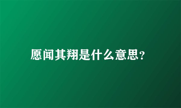 愿闻其翔是什么意思？
