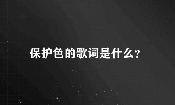 保护色的歌词是什么？