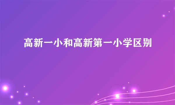 高新一小和高新第一小学区别