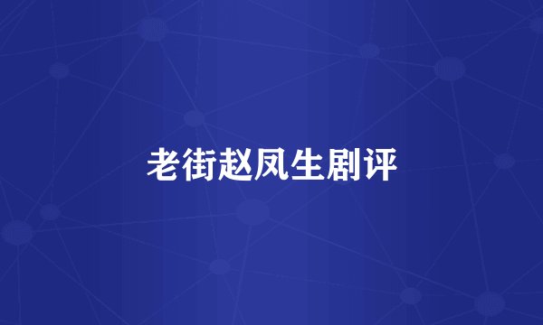 老街赵凤生剧评