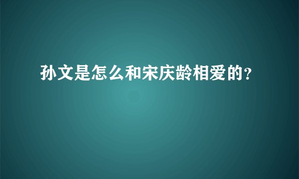 孙文是怎么和宋庆龄相爱的？