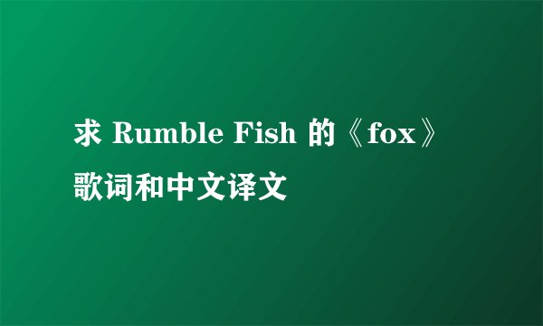 求 Rumble Fish 的《fox》歌词和中文译文