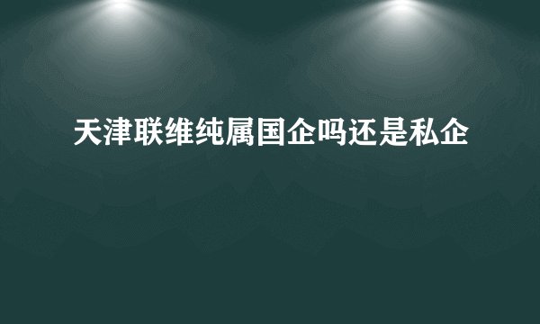 天津联维纯属国企吗还是私企
