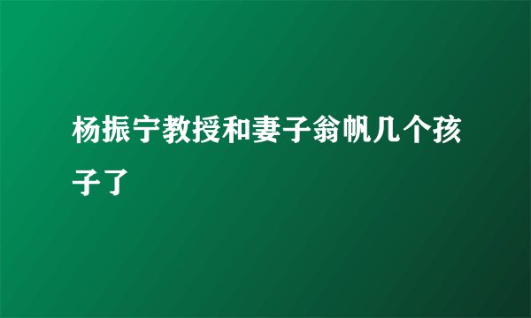 杨振宁教授和妻子翁帆几个孩子了