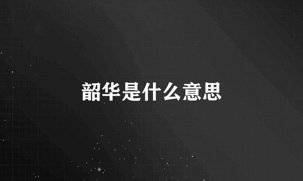 韶华是什么意思