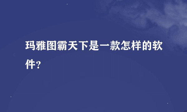 玛雅图霸天下是一款怎样的软件？