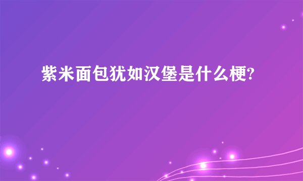 紫米面包犹如汉堡是什么梗?