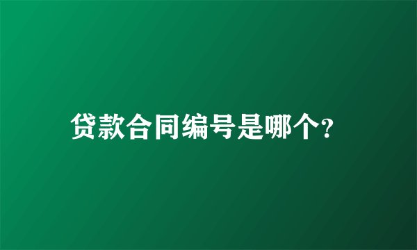 贷款合同编号是哪个？