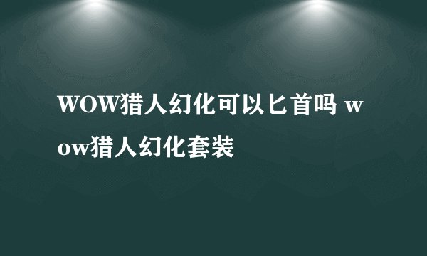 WOW猎人幻化可以匕首吗 wow猎人幻化套装