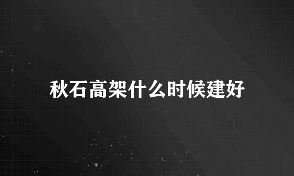 秋石高架什么时候建好