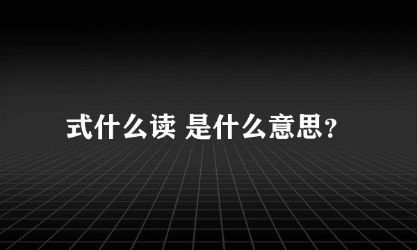 式什么读 是什么意思？