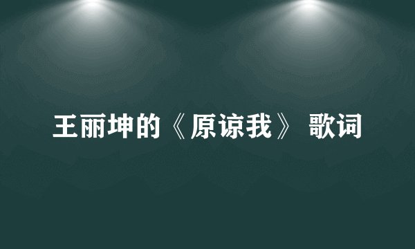 王丽坤的《原谅我》 歌词