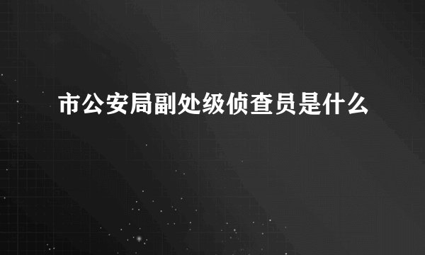 市公安局副处级侦查员是什么