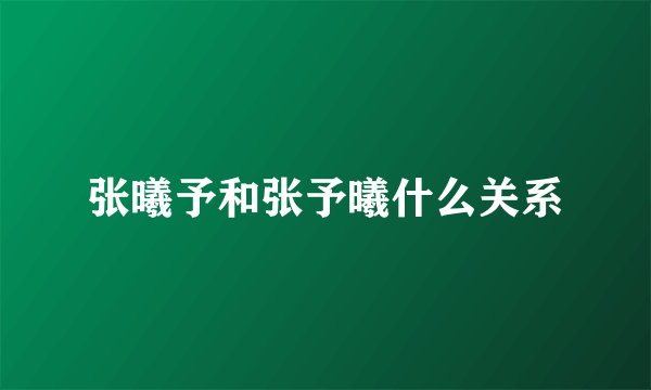 张曦予和张予曦什么关系