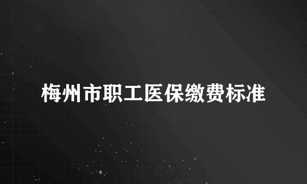 梅州市职工医保缴费标准