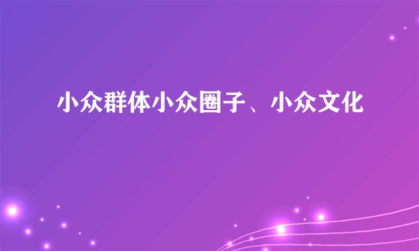 小众群体小众圈子、小众文化