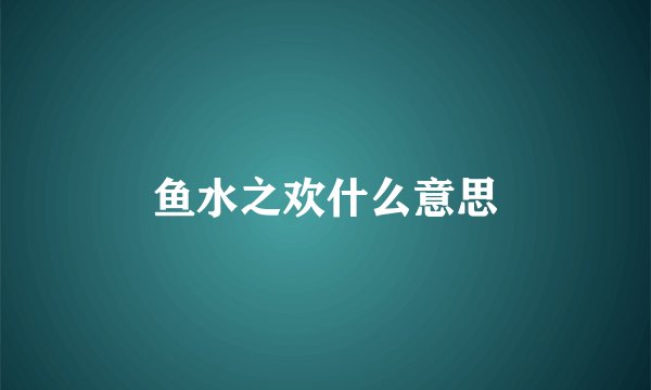 鱼水之欢什么意思