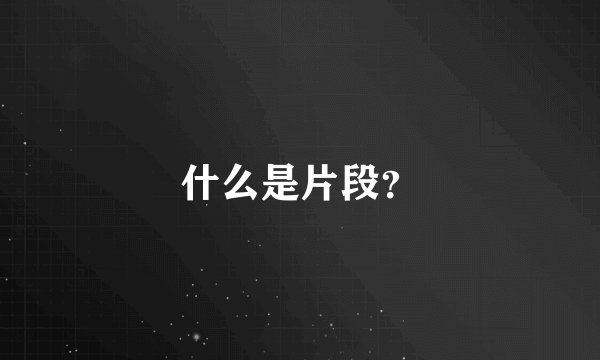 什么是片段？