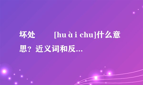 坏处   [huài chu]什么意思？近义词和反义词是什么？英文翻译是什么？