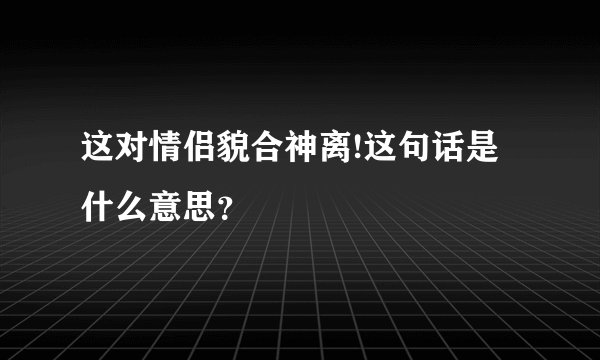 这对情侣貌合神离!这句话是什么意思？