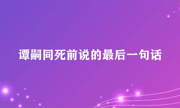 谭嗣同死前说的最后一句话