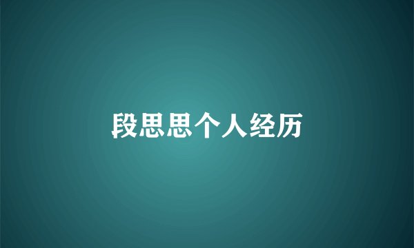 段思思个人经历