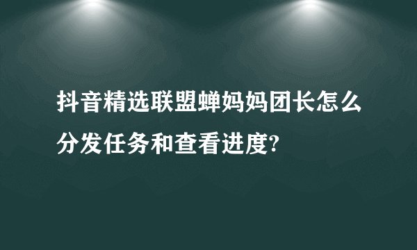 抖音精选联盟蝉妈妈团长怎么分发任务和查看进度?