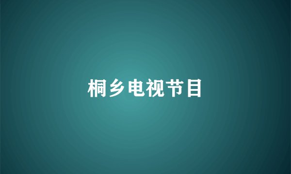 桐乡电视节目