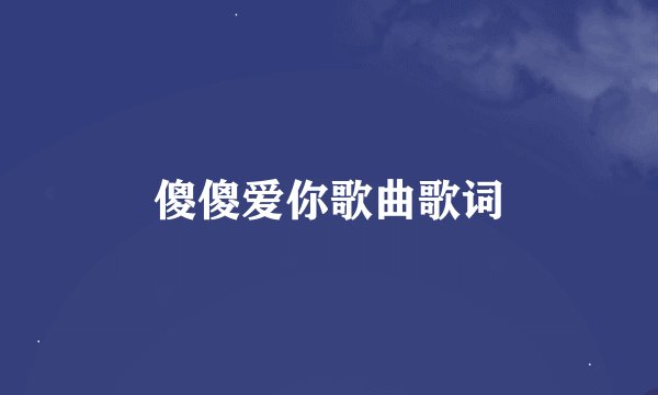 傻傻爱你歌曲歌词