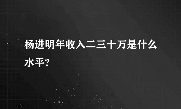 杨进明年收入二三十万是什么水平?