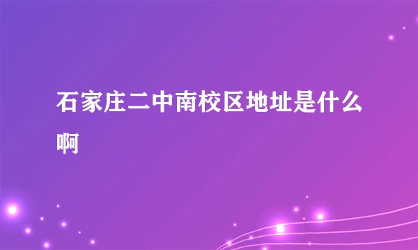 石家庄二中南校区地址是什么啊