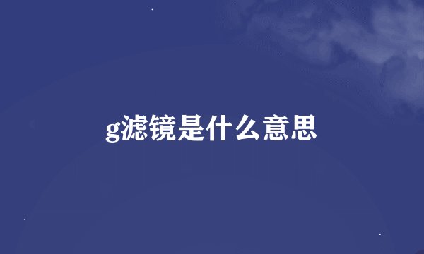 g滤镜是什么意思