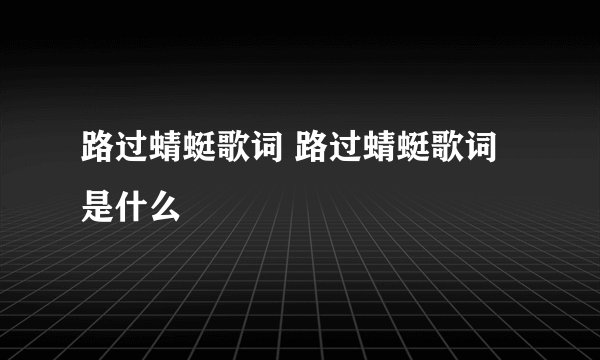 路过蜻蜓歌词 路过蜻蜓歌词是什么