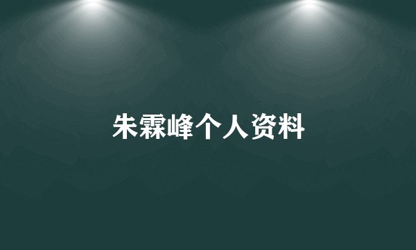 朱霖峰个人资料