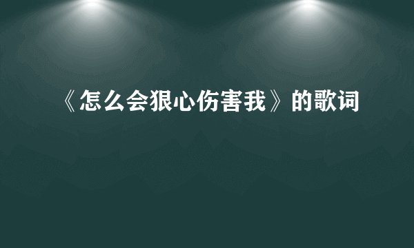 《怎么会狠心伤害我》的歌词