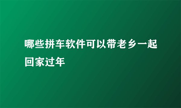 哪些拼车软件可以带老乡一起回家过年