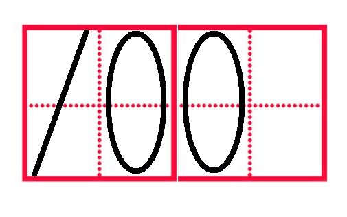 数字100在田字格里面怎么写