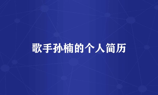 歌手孙楠的个人简历