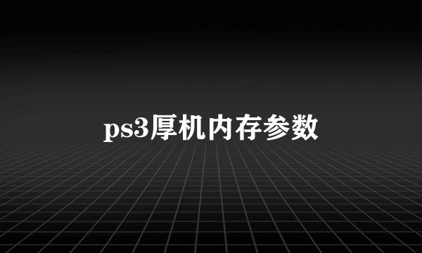 ps3厚机内存参数
