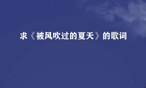 求《被风吹过的夏天》的歌词