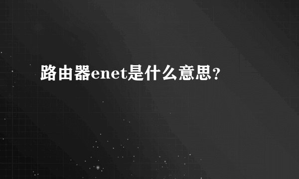 路由器enet是什么意思？