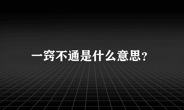 一窍不通是什么意思？