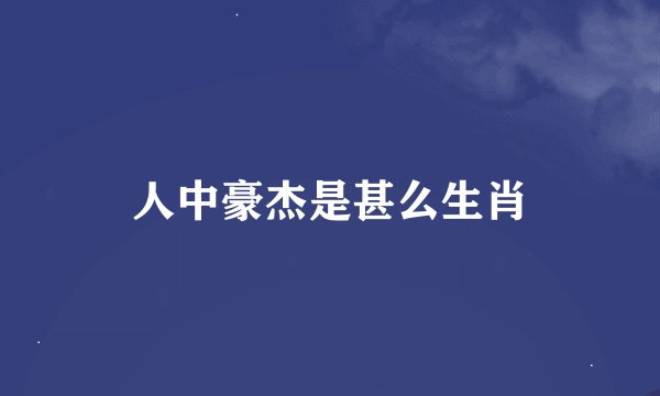 人中豪杰是甚么生肖
