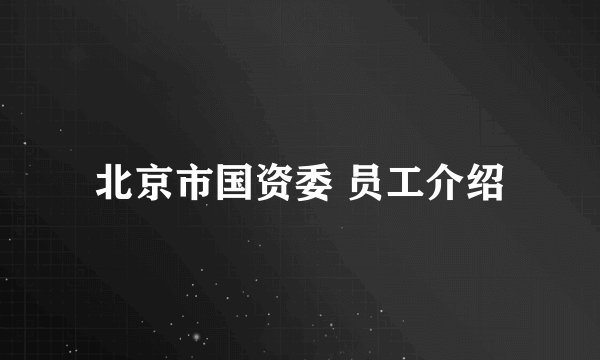 北京市国资委 员工介绍