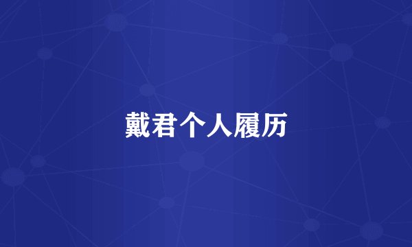 戴君个人履历