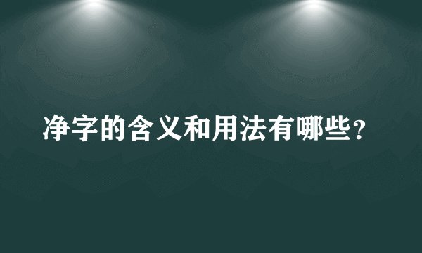 净字的含义和用法有哪些？