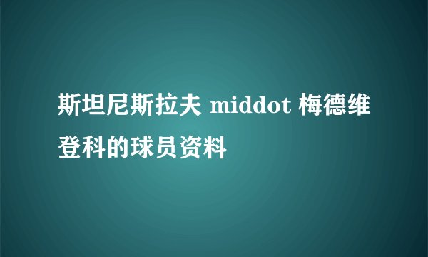 斯坦尼斯拉夫 middot 梅德维登科的球员资料