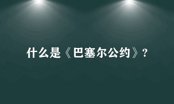 什么是《巴塞尔公约》?